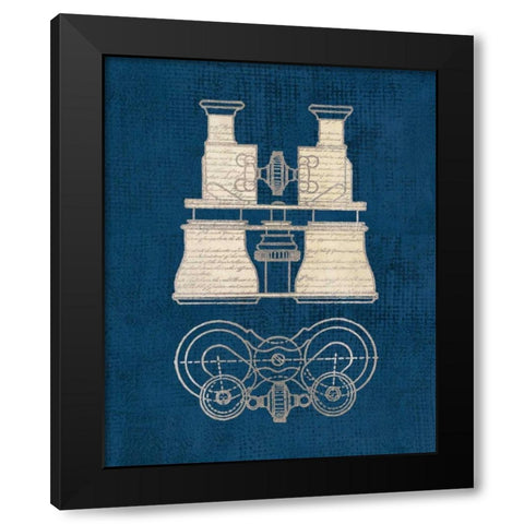 Antique Binoculars Coastal Blue Black Modern Wood Framed Art Print by Appleman, Sam