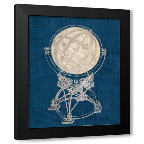 Old World Globe Coastal Blue Black Modern Wood Framed Art Print by Appleman, Sam