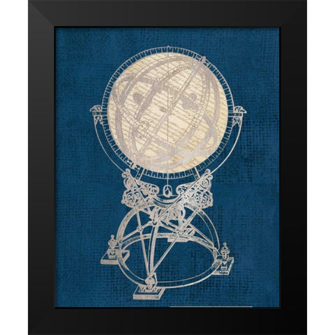 Old World Globe Coastal Blue Black Modern Wood Framed Art Print by Appleman, Sam