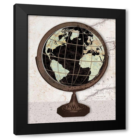 Antique Globe Black Modern Wood Framed Art Print by Appleman, Sam