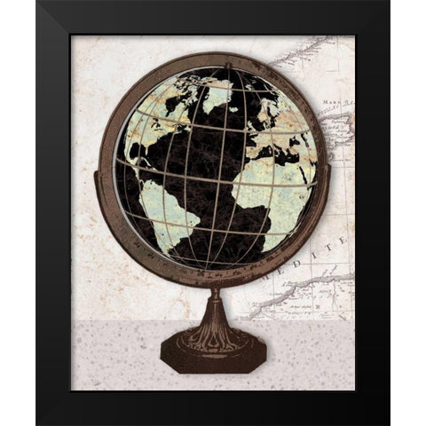 Antique Globe Black Modern Wood Framed Art Print by Appleman, Sam