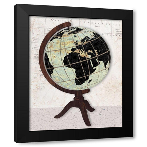Vintage Globe Black Modern Wood Framed Art Print by Appleman, Sam