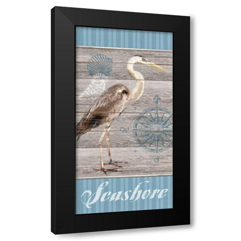 Seashore Heron Black Modern Wood Framed Art Print by Appleman, Sam