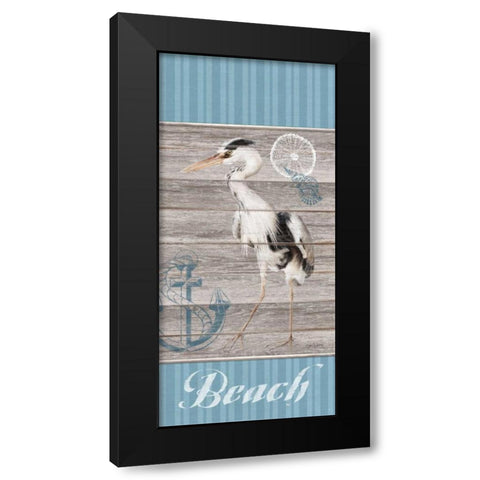 Beach Heron Black Modern Wood Framed Art Print by Appleman, Sam