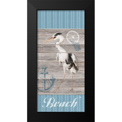 Beach Heron Black Modern Wood Framed Art Print by Appleman, Sam