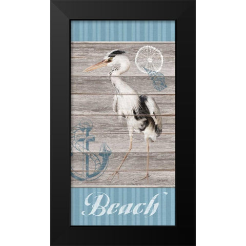 Beach Heron Black Modern Wood Framed Art Print by Appleman, Sam