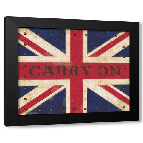Carry On Union Jack Black Modern Wood Framed Art Print with Double Matting by Appleman, Sam