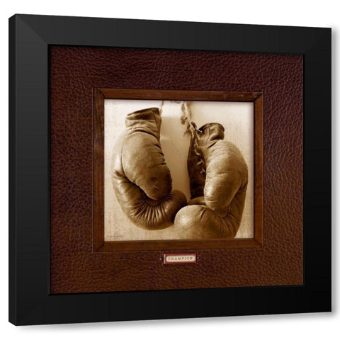 Vintage Boxing Black Modern Wood Framed Art Print with Double Matting by Appleman, Sam