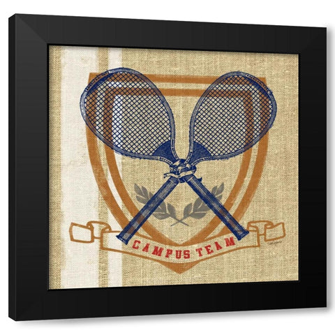 Campus Tennis Team Black Modern Wood Framed Art Print by Appleman, Sam