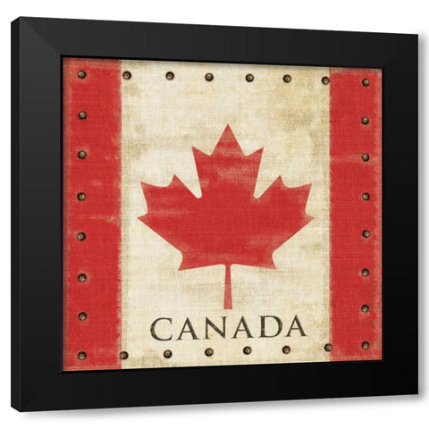 Vintage Canadian Flag Black Modern Wood Framed Art Print with Double Matting by Appleman, Sam