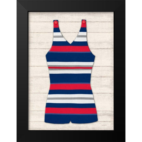 Vintage Swim Suit - Blue and Red 1 Black Modern Wood Framed Art Print by Appleman, Sam