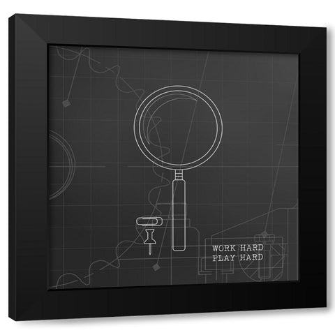 Magnify Blueprint Black Modern Wood Framed Art Print by Appleman, Sam