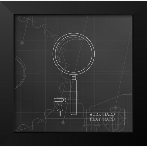 Magnify Blueprint Black Modern Wood Framed Art Print by Appleman, Sam