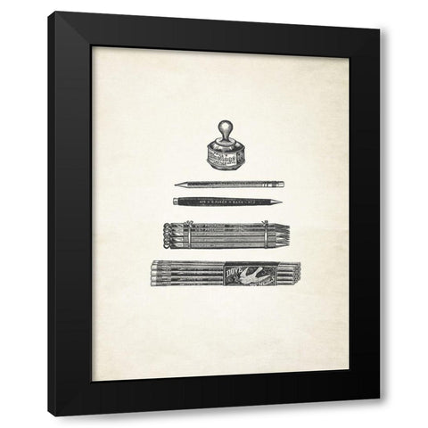 Pencils and Pen Black Modern Wood Framed Art Print with Double Matting by Appleman, Sam