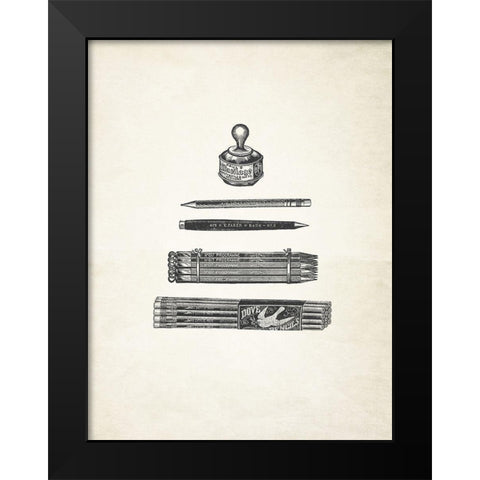Pencils and Pen Black Modern Wood Framed Art Print by Appleman, Sam
