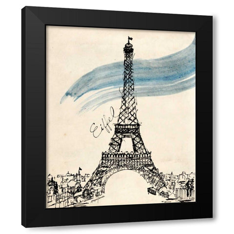 Eiffel Tower in Pen Black Modern Wood Framed Art Print with Double Matting by Yamada, Morgan