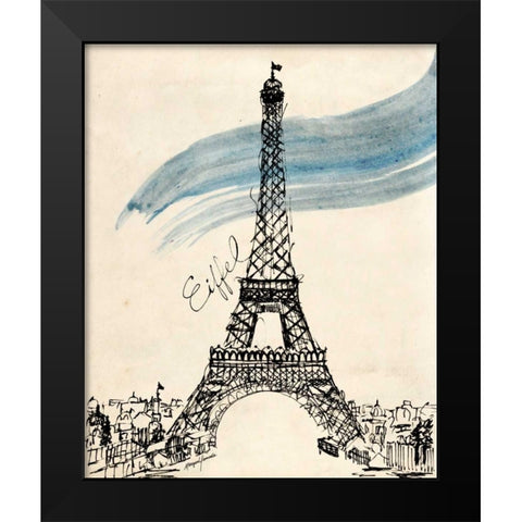 Eiffel Tower in Pen Black Modern Wood Framed Art Print by Yamada, Morgan