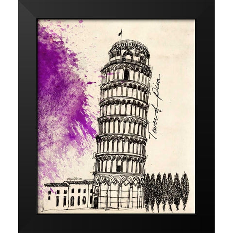 Tower of Pisa in Pen Black Modern Wood Framed Art Print by Yamada, Morgan