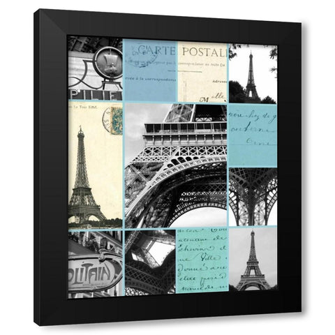 Paris Postcards Black Modern Wood Framed Art Print with Double Matting by Duprais, Cameron