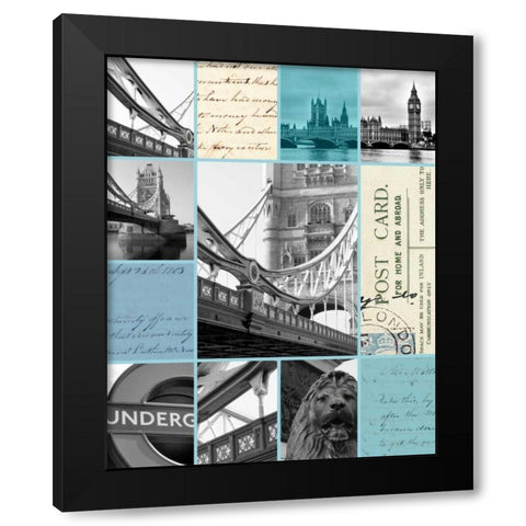London Postcards  Black Modern Wood Framed Art Print with Double Matting by Duprais, Cameron