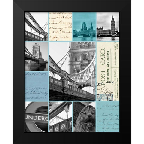 London Postcards  Black Modern Wood Framed Art Print by Duprais, Cameron
