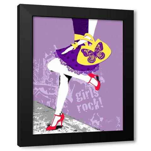 Urban Chic Black Modern Wood Framed Art Print by Taylor, Evangeline