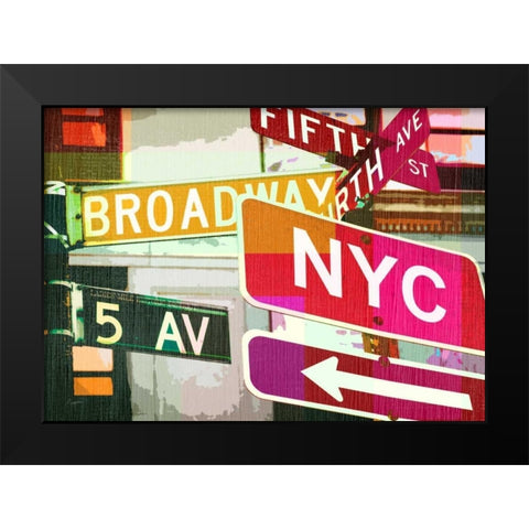 Broadway and Fifth Ave. Black Modern Wood Framed Art Print by Taylor, Evangeline
