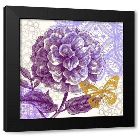 Lace Butterfly 1 Black Modern Wood Framed Art Print with Double Matting by Taylor, Evangeline