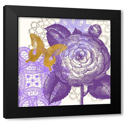 Lace Butterfly 2 Black Modern Wood Framed Art Print by Taylor, Evangeline