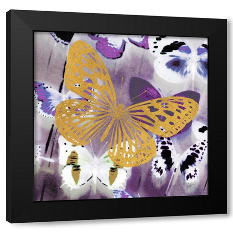 Raining Butterflies 1 Black Modern Wood Framed Art Print with Double Matting by Taylor, Evangeline