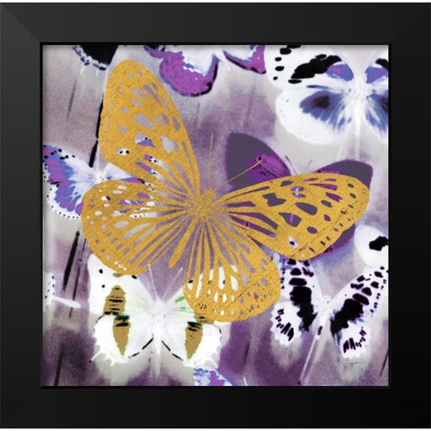 Raining Butterflies 1 Black Modern Wood Framed Art Print by Taylor, Evangeline
