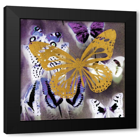Raining Butterflies 2 Black Modern Wood Framed Art Print by Taylor, Evangeline