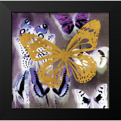 Raining Butterflies 2 Black Modern Wood Framed Art Print by Taylor, Evangeline