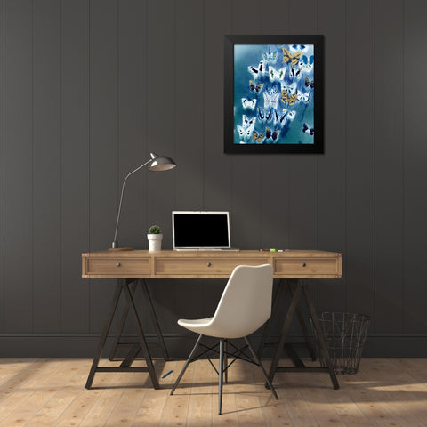 Bouquet Of Butterflies Black Modern Wood Framed Art Print by Taylor, Evangeline