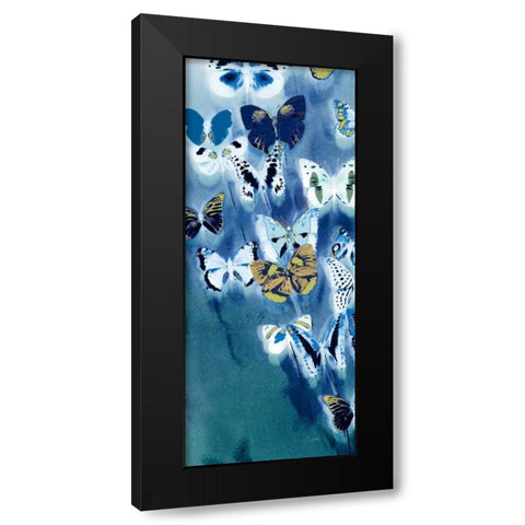 Morccan Blue Butterflies 2 Black Modern Wood Framed Art Print by Taylor, Evangeline