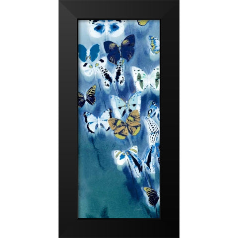 Morccan Blue Butterflies 2 Black Modern Wood Framed Art Print by Taylor, Evangeline