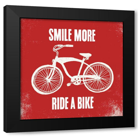 Smile More Ride a Bike Black Modern Wood Framed Art Print by Taylor, Evangeline