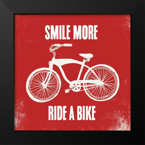 Smile More Ride a Bike Black Modern Wood Framed Art Print by Taylor, Evangeline