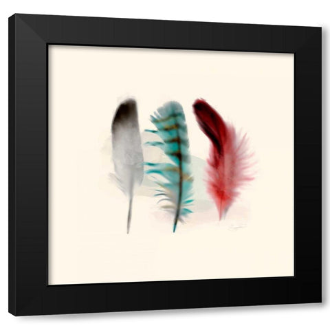 Three Feather Study 1 Black Modern Wood Framed Art Print by Taylor, Evangeline