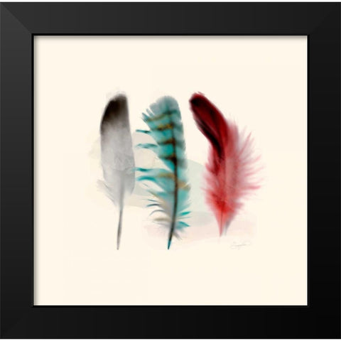 Three Feather Study 1 Black Modern Wood Framed Art Print by Taylor, Evangeline