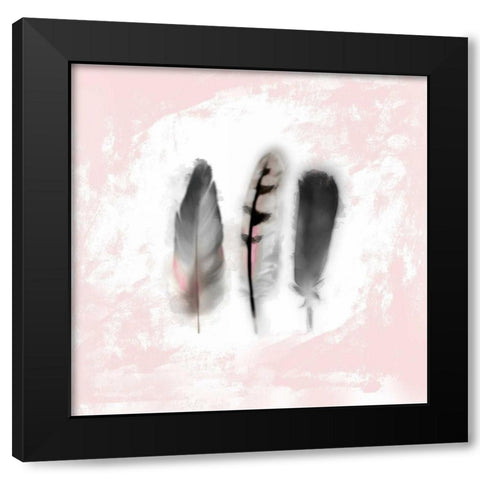 Watercolor Feather Study 1 in Pink Black Modern Wood Framed Art Print with Double Matting by Taylor, Evangeline