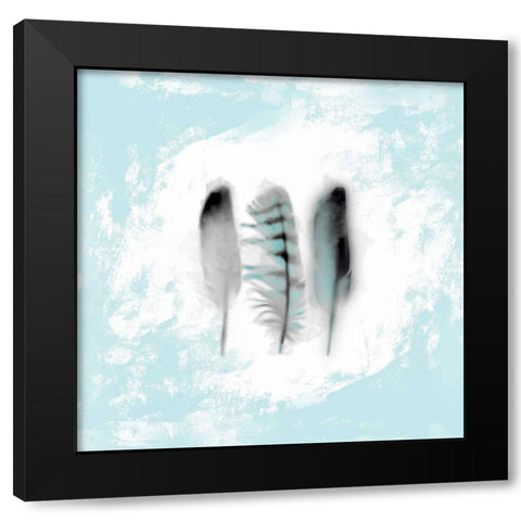 Watercolor Feather Study 3 in Blue Black Modern Wood Framed Art Print with Double Matting by Taylor, Evangeline