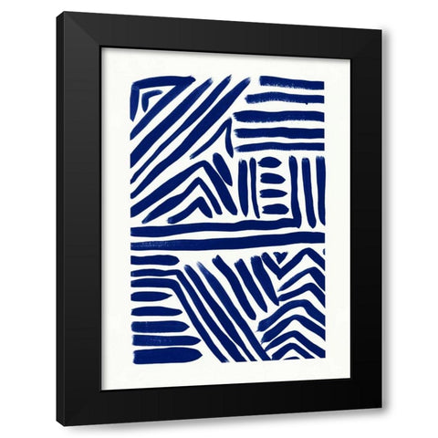 Indigo Lines Black Modern Wood Framed Art Print by Taylor, Evangeline