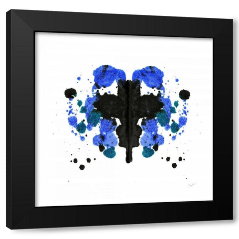 Ink Blot Indigo 1 Black Modern Wood Framed Art Print with Double Matting by Taylor, Evangeline