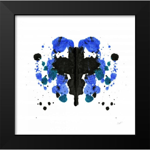 Ink Blot Indigo 1 Black Modern Wood Framed Art Print by Taylor, Evangeline