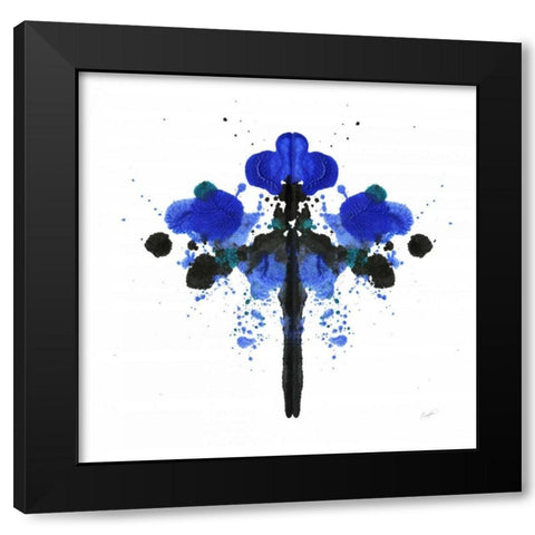 Ink Blot Indigo 2 Black Modern Wood Framed Art Print with Double Matting by Taylor, Evangeline