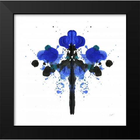 Ink Blot Indigo 2 Black Modern Wood Framed Art Print by Taylor, Evangeline
