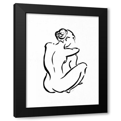 Gestural Figure Study Back Black Modern Wood Framed Art Print with Double Matting by Taylor, Evangeline