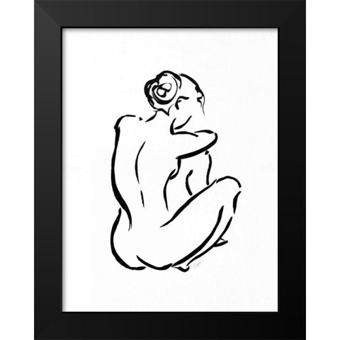 Gestural Figure Study Back Black Modern Wood Framed Art Print by Taylor, Evangeline