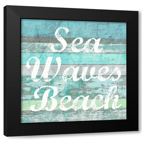 Sea Waves Beach Black Modern Wood Framed Art Print with Double Matting by Taylor, Evangeline